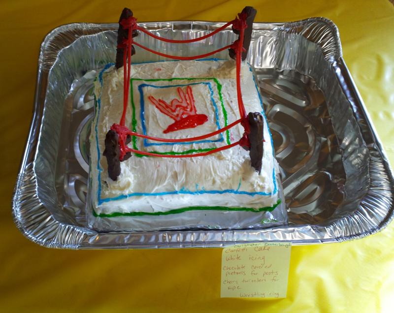 Christopher's wrestling ring, yet another impressive example of creative cake construction.